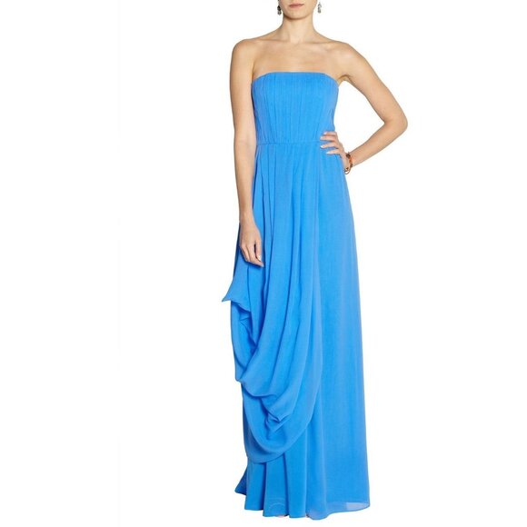 Alice + Olivia Silk Strapless Maxi Dress with Pleated Bodice & Draped Skirt 2 - Picture 11 of 11